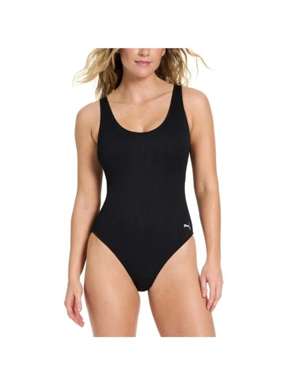 Puma Women's Size S One-Piece Swimsuit Black Ribbed  UPF 50+ e1589